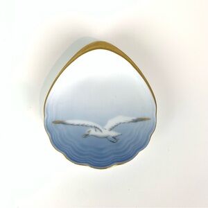 Bing & Grondahl Decorative Plate Butter Dish Seagull Blue Gold Vtg Denmark 200